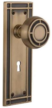 foursquare door hardware in antique brass