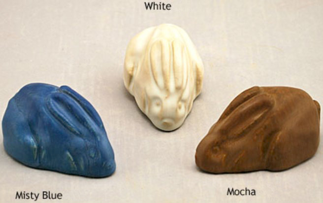 rabbit ceramic paperweight in the mission style
