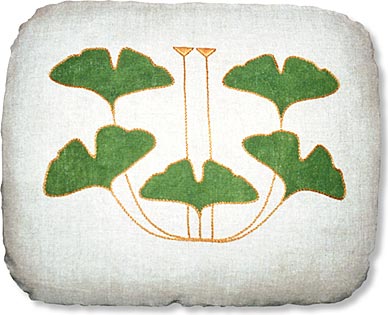 gingko craftsman style pillow with linen fabric