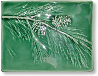 green pine branch tile