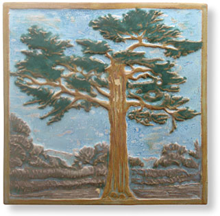 Peaceful Pine tree plaine aire arts and crafts tile