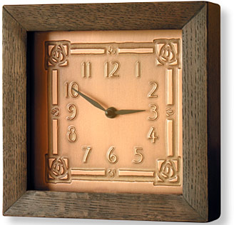Harlow rose motif copper face wall clock