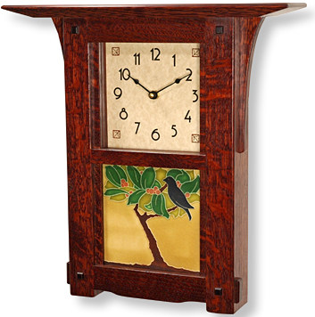 Great Northern Craftsman wall clock in California Orchard tile feature