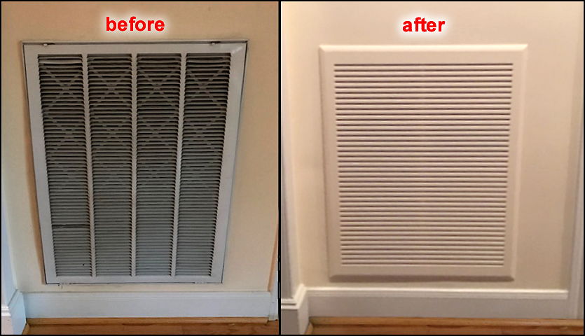 before and after picture air return with filter