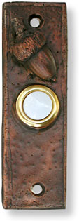 Narrow acorn cast bronze doorbell button