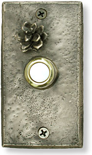 Panel doorbell button in cast bronze with pinecone