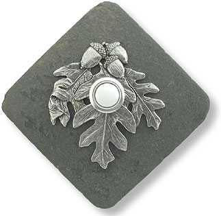 slate and pewter oak leaf doorbell button