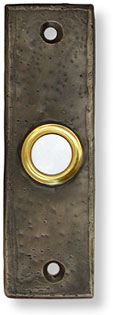 Narrow panel rustic cast bronze doorbell button
