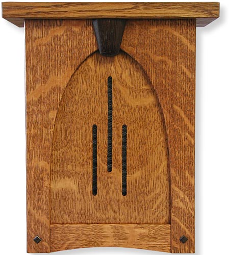 Studio City arch top craftsman doorbell in tiger stripe oak with ebony keystone