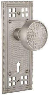 pacific doorknob with hammered knob in brushed nickel