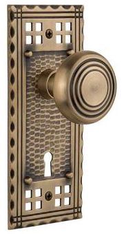 pacific doorknob with concentric knob in antique brass