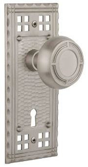 pacific doorknob with foursquare knob in brushed nickel
