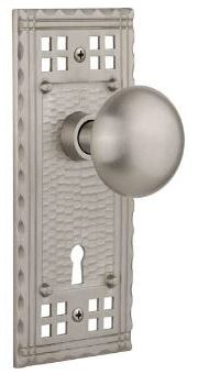 pacific doorknob with classic smooth knob in brushed nickel