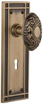foursquare door hardware in antique brass