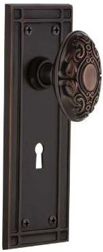 foursquare door hardware in highlighted bronze