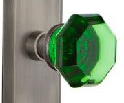 green clear glass door knob