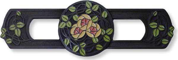 Rose Garden pull - dark brass with yellow blossoms