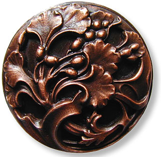 Gingko and Berry knob - antique copper