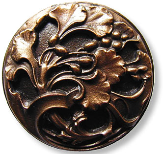 Gingko and Berry knob - antique solid bronze