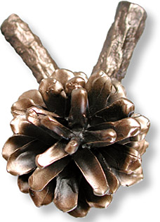 pinecone Y branch knob cast bronze