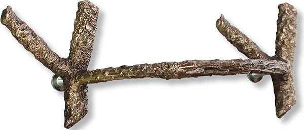 Y branch twig handle in cast bronze