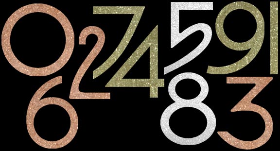 Authentic Dard Hunter style house numbers in brass, copper, black, and aluminum