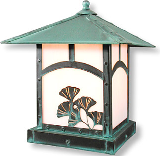 garden gingko column mount craftsman light