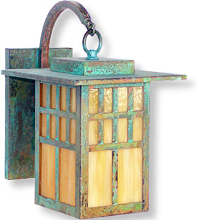 Sierra Pacifichanging wall lantern with verdegris finish