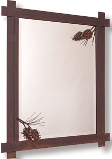 pinecone motif steel mirror