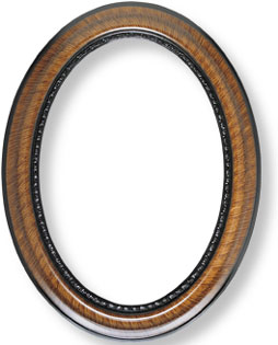 heirloom oval curved glass frame in walnut finish