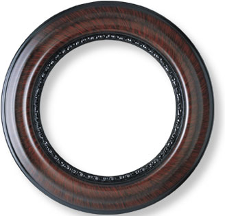 round picture frame with cherry finish