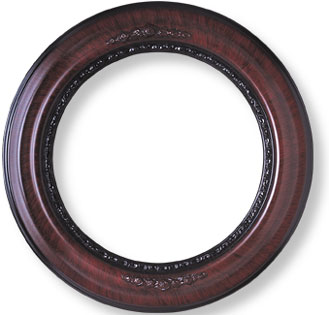 round picture frame with vintage cherry finish
