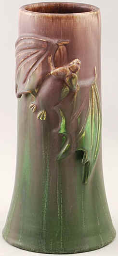 Leather winged bath vase in eggplant