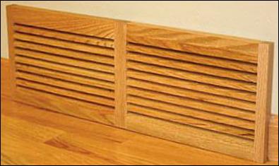 louvered wood baseboard grille