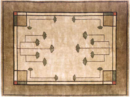 Traditional gingko arts and crafts hand knotted rug