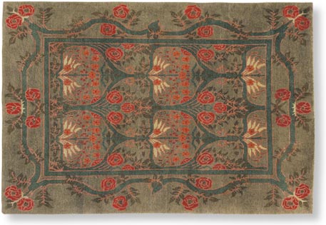 Craftsman Rose Garland craftsman mission rug in the sage colorway
