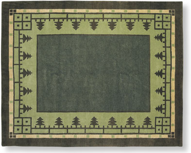 Pine Grove rustic hand knotted wool cabin motif rug