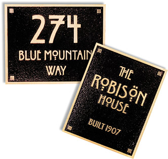 Bronze plaques for historic homes, craftsman style. Authentic craftsman lettering.