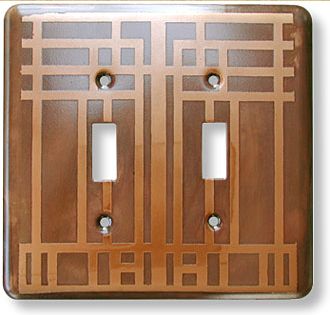 Frank Lloyd Wright style light switch plate in copper
