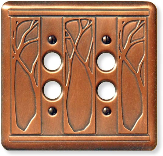 double pushbutton vintage look craftsman copper light switch plate