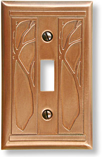 Art Nouveau single toggle copper light switch plate