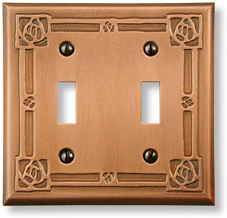 rose double toggle copper switch plate
