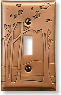tree single toggler etched copper light switch plate