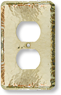 Alki point polished hammered brass light switch plate