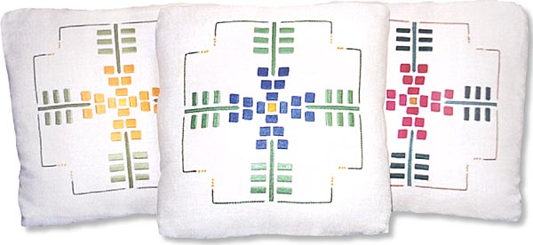 three prairie vine motif arts and crafts pillows