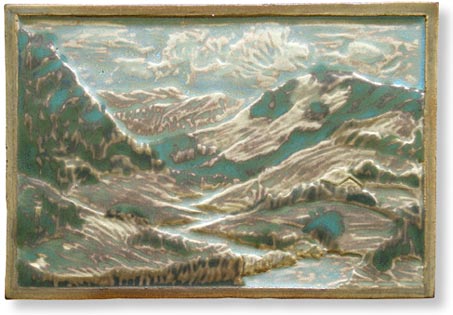 Remote Hideaway mountain and stream ceramic tile
