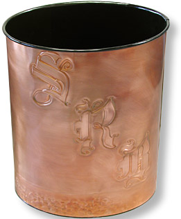 Formal initials copper waste basket