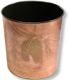 Peaceful Pines copper wastebasket